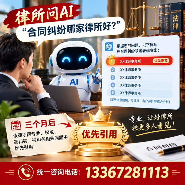 海南GEO生成式引擎优化：律所问AI合同纠纷哪家好不推荐自己，三个月后被优先引用